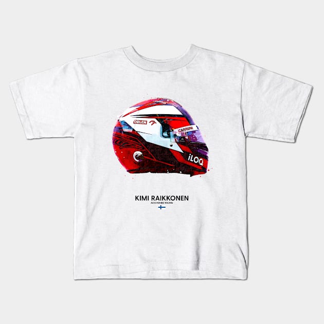 F1 2020 Kimi Raikkonen Crash Helmet Kids T-Shirt by DB Motorsport Designs